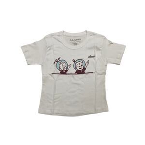 Alamo Graphic Print Babydoll Tee Shirt Girls Large Short Sleeve White Stretch